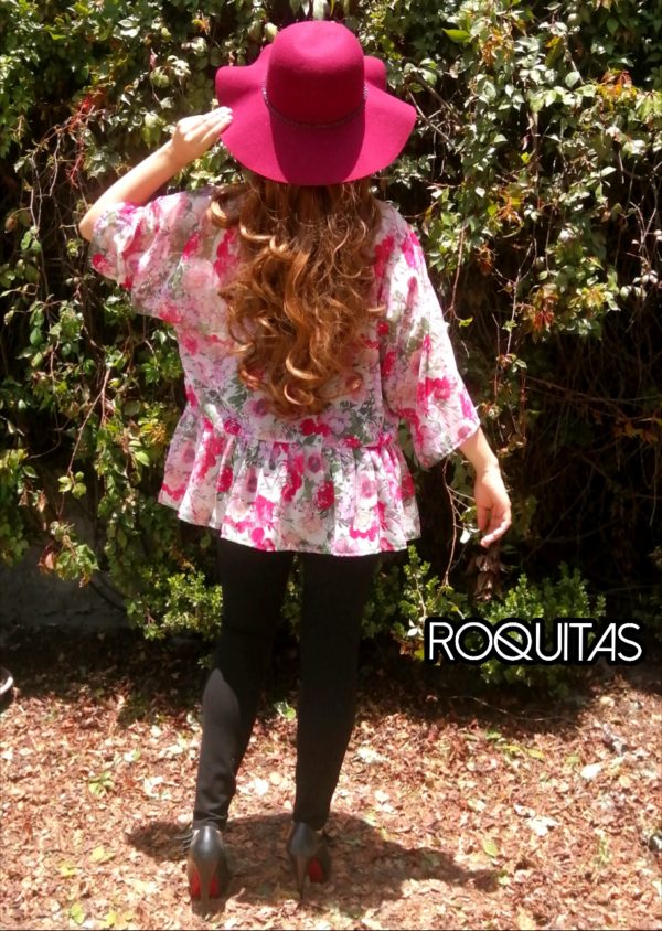 Kimono Midi Estampado De Flores Rosas Con Olan - Image 2